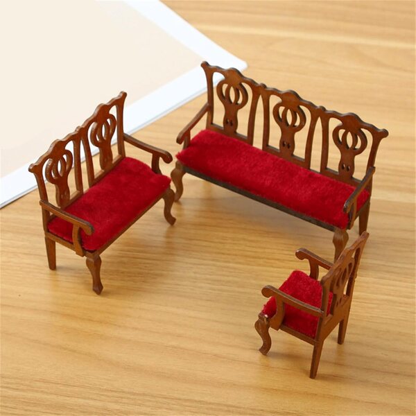 Miniatura Sedia Divanetto in Legno per Case delle Bambole 1:12 - Eleganza e Stile