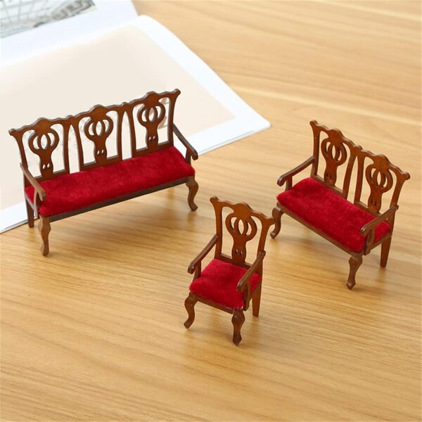 Miniatura Sedia Divanetto in Legno per Case delle Bambole 1:12 - Eleganza e Stile