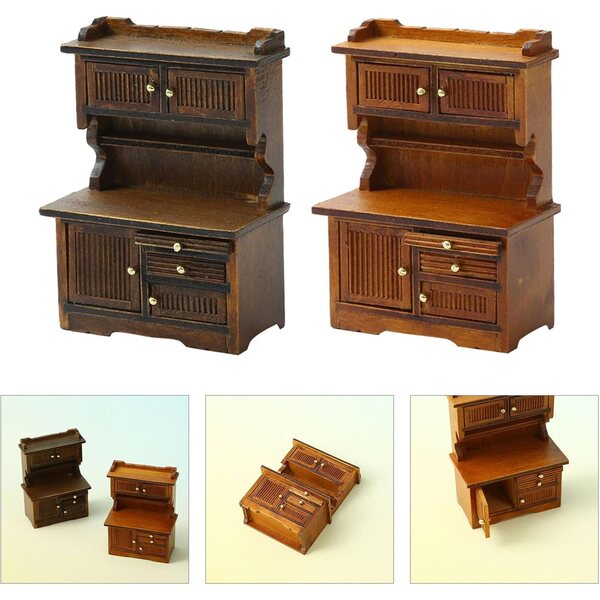 Miniatur-Sideboard aus Holz 1:16 für Puppenhäuser, elegante dekorative Möbel