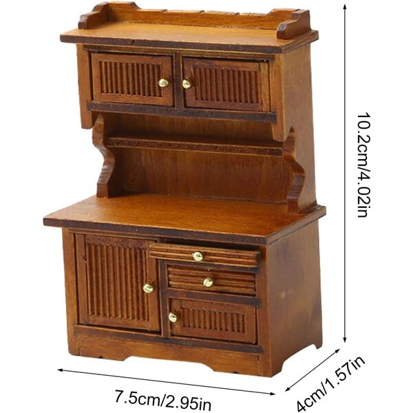 Miniatur-Sideboard aus Holz 1:16 für Puppenhäuser, elegante dekorative Möbel