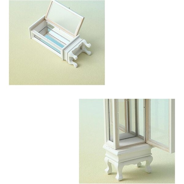 Miniatur-Holzvitrine 1:12 für Puppenhäuser mit Glastür