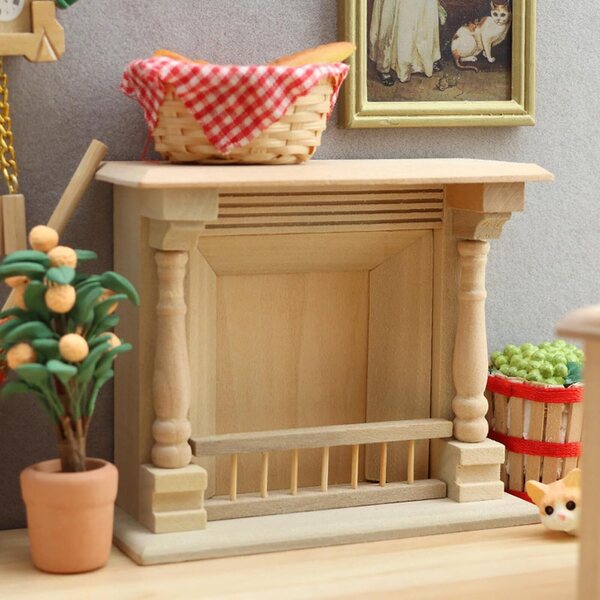 Miniatur-Holzkamin für Puppenhäuser im Maßstab 1:12 – realistische Dekoration