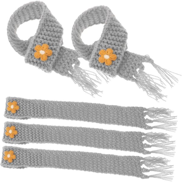 Set 5 Mini Sciarpe per Bambole in Lana Regolabili Grigie - Accessori Decorativi