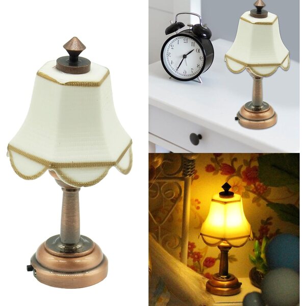 Miniatur-Tischlampe 1:12 für Puppenhäuser mit Retro-Design und LED