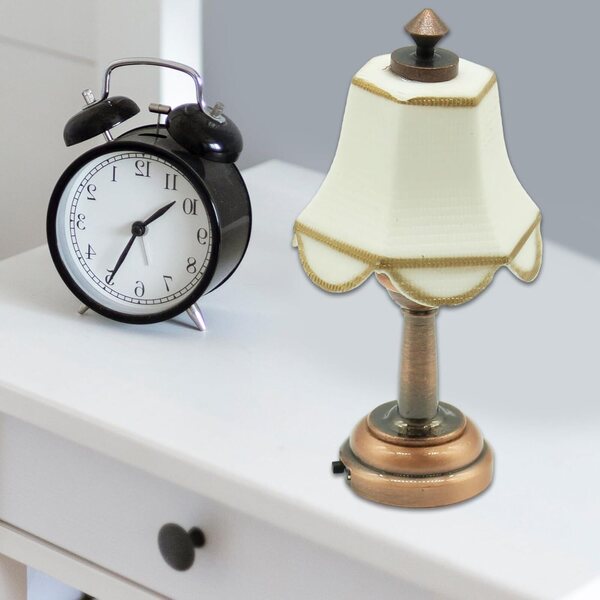 Miniatur-Tischlampe 1:12 für Puppenhäuser mit Retro-Design und LED