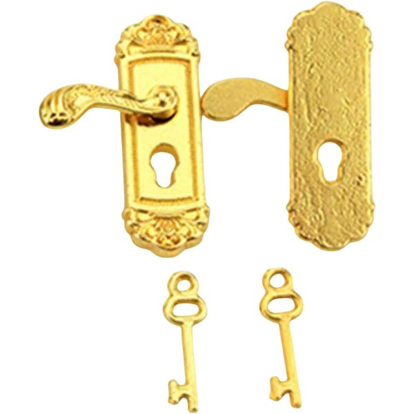 Miniaturtür mit Schloss und Schlüssel 1:12 für Puppenhäuser, Vintage und elegant