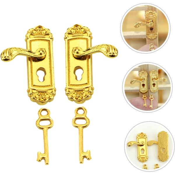 Miniaturtür mit Schloss und Schlüssel 1:12 für Puppenhäuser, Vintage und elegant