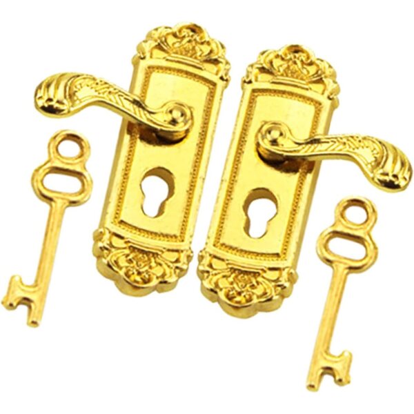 Miniaturtür mit Schloss und Schlüssel 1:12 für Puppenhäuser, Vintage und elegant