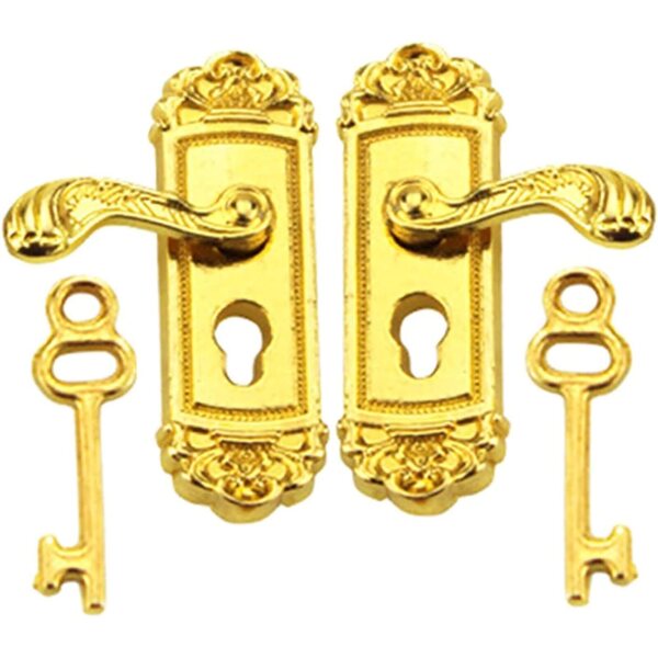 Miniaturtür mit Schloss und Schlüssel 1:12 für Puppenhäuser, Vintage und elegant