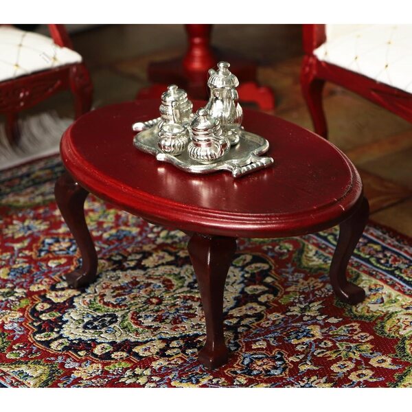 iLAND Set mobili miniatura vittoriano 1:12 vintage per soggiorno, 8 pezzi rosso e bianco