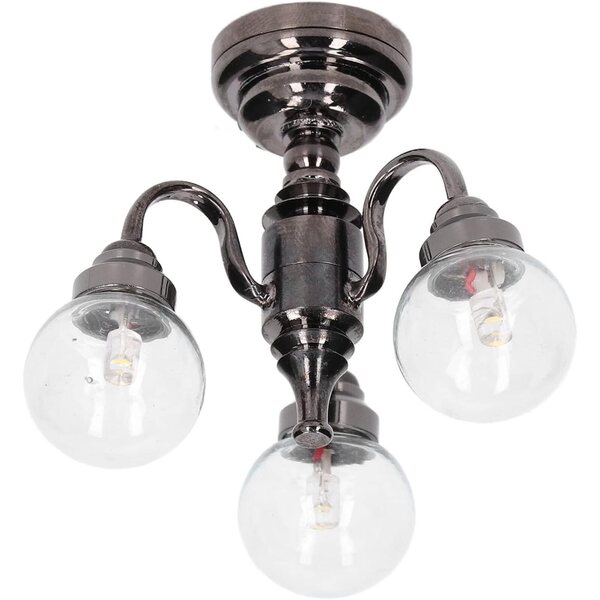 Mini Lampadario per Casa delle Bambole in Metallo e Vetro con Batteria a Bottone