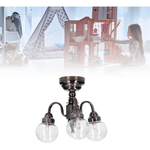 Mini Lampadario per Casa delle Bambole in Metallo e Vetro con Batteria a Bottone