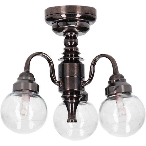Mini Lampadario per Casa delle Bambole in Metallo e Vetro con Batteria a Bottone