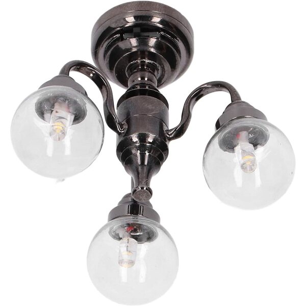 Mini Lampadario per Casa delle Bambole in Metallo e Vetro con Batteria a Bottone