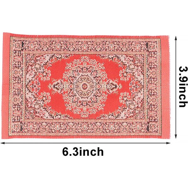Set 6 Miniature Tappeti Vintage con Motivi Floreali per Casa Miniatura 15,7x9,9 cm