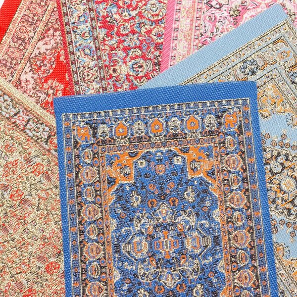Set 6 Miniature Tappeti Vintage con Motivi Floreali per Casa Miniatura 15,7x9,9 cm