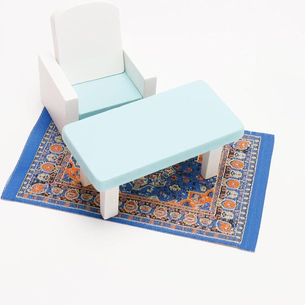 Set 6 Miniature Tappeti Vintage con Motivi Floreali per Casa Miniatura 15,7x9,9 cm