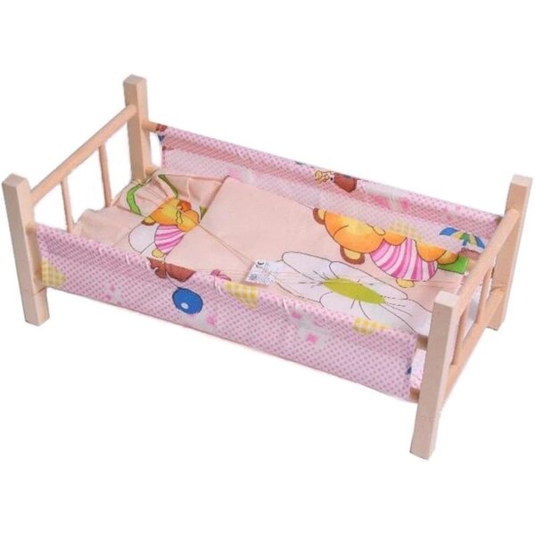 Letto in legno per bambole 50 cm con biancheria da letto Malimas ZA2022
