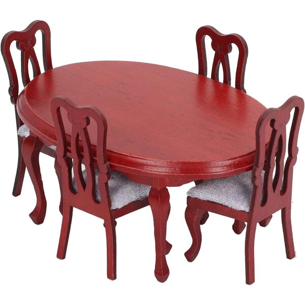 Set di Sedie e Tavolo in Legno di Betulla per Casa delle Bambole 1:12 - 5 Pezzi