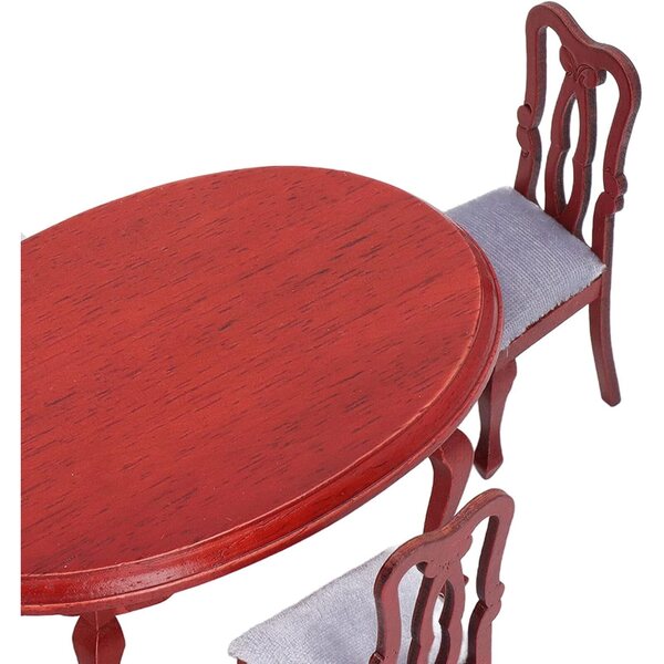 Set di Sedie e Tavolo in Legno di Betulla per Casa delle Bambole 1:12 - 5 Pezzi