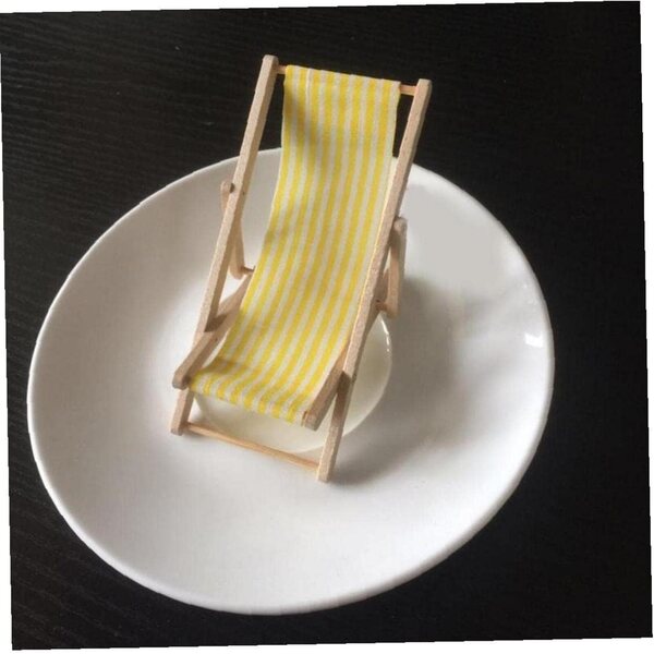 Strandkorb Miniatura in Legno Pieghevole 1:12 per Modellini e Decorazioni