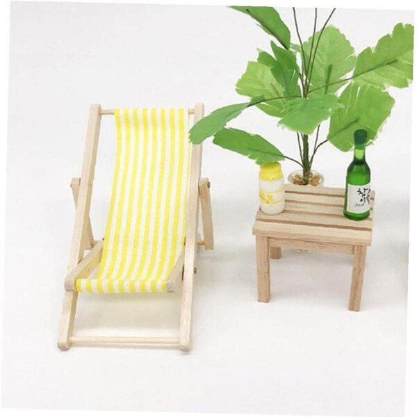 Strandkorb Miniatura in Legno Pieghevole 1:12 per Modellini e Decorazioni
