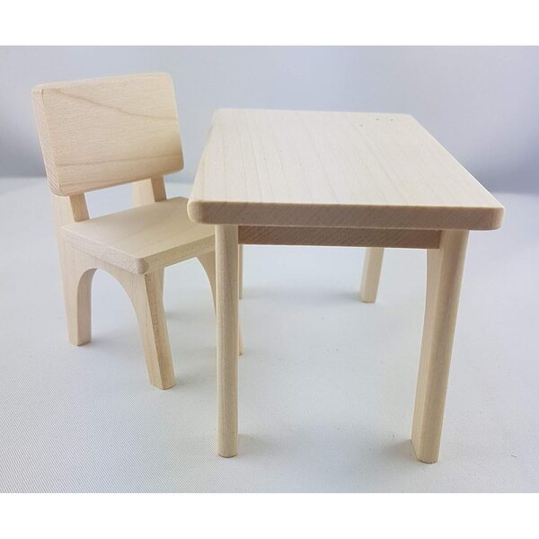 tavolo da cucina Rustikal in legno certificato eco 1:12 per accessori casa bambole