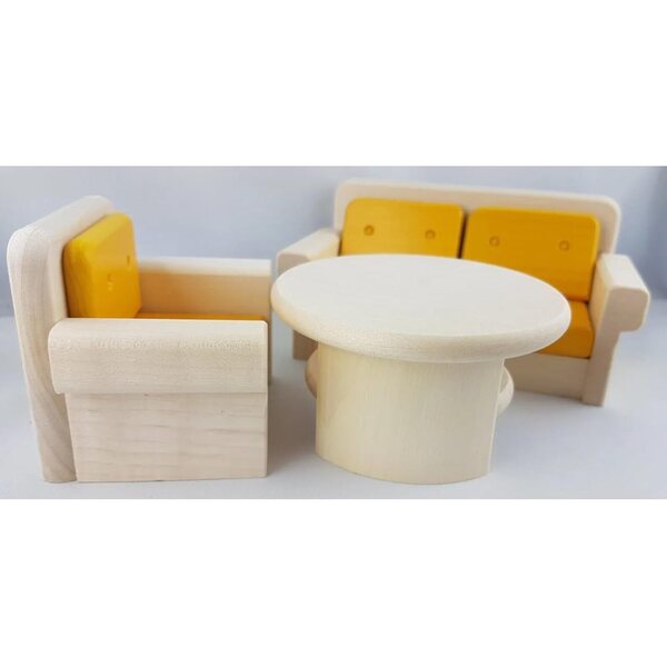 Couchtisch Filius in legno ecologico con ripiano, arredamento per casette 1:12