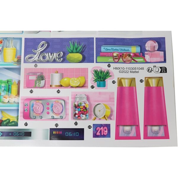 Satz Ersatzetiketten für Barbie Dreamhouse HMX10 – Originalaufkleber