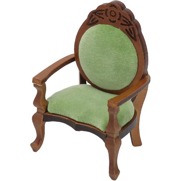 Mini Poltrona Vintage in Legno per Casa delle Bambole, Design Retrò e Cuscini Rimovibili