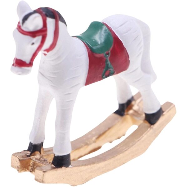 Miniatura Cavallo a Dondolo in Resina per Case delle Bambole 1:12 Decorazione Vintage