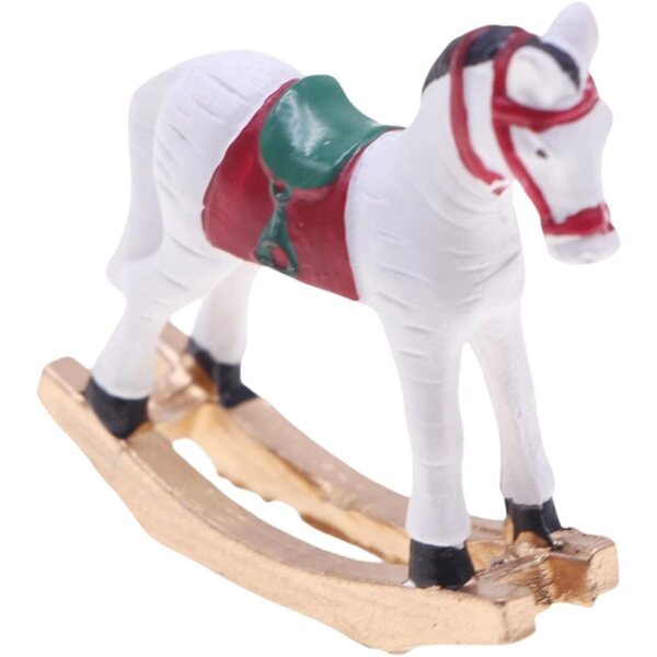 Miniatura Cavallo a Dondolo in Resina per Case delle Bambole 1:12 Decorazione Vintage