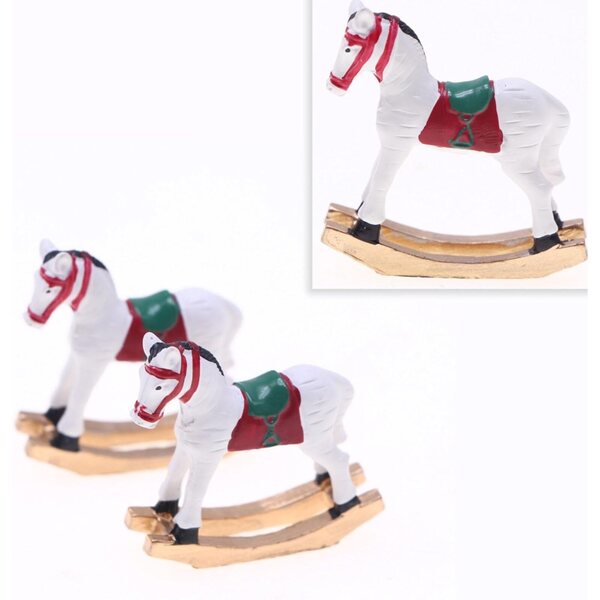 Miniatura Cavallo a Dondolo in Resina per Case delle Bambole 1:12 Decorazione Vintage
