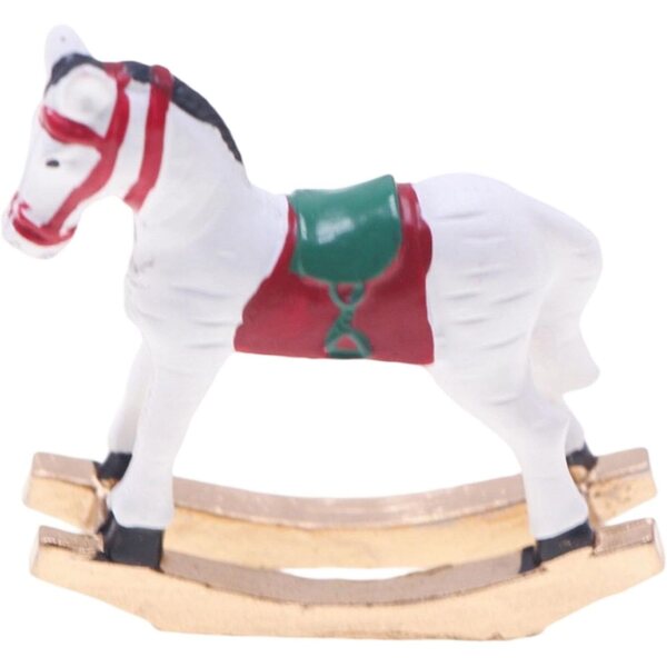 Miniatura Cavallo a Dondolo in Resina per Case delle Bambole 1:12 Decorazione Vintage