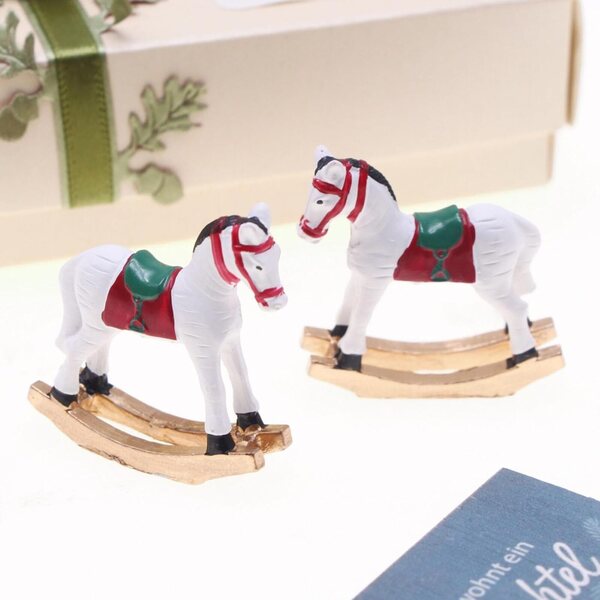 Miniatura Cavallo a Dondolo in Resina per Case delle Bambole 1:12 Decorazione Vintage