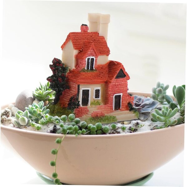 Miniaturhaus-Set aus Harz: 4 elegante Dekorationsstücke für Tisch, Garten und Inneneinrichtung