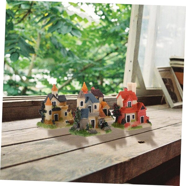 Miniaturhaus-Set aus Harz: 4 elegante Dekorationsstücke für Tisch, Garten und Inneneinrichtung