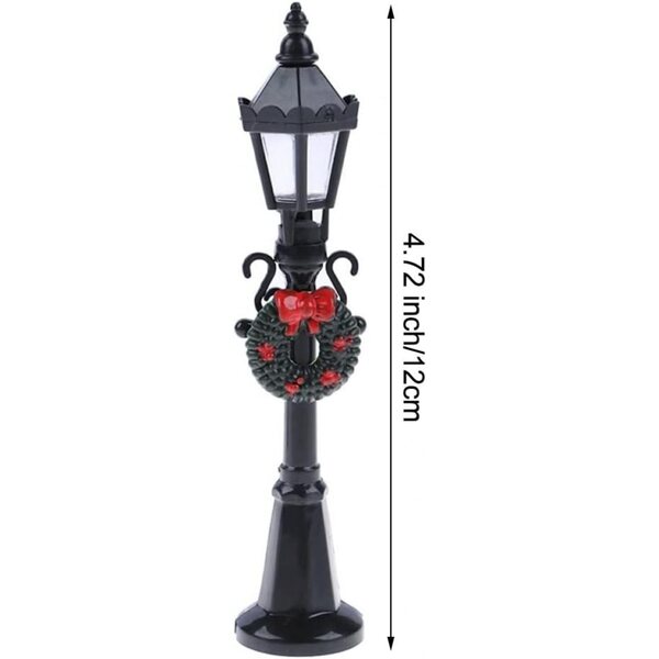 Set 2 pezzi Mini Lampione e Panca Natalizi per Case delle Bambole 1:12