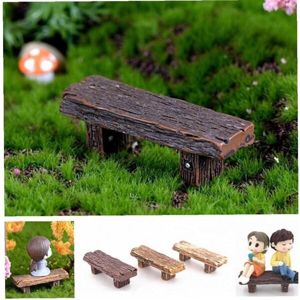 Set 3 Miniature Panche in Resina Colorate per Giardino Fatato e Decorazioni