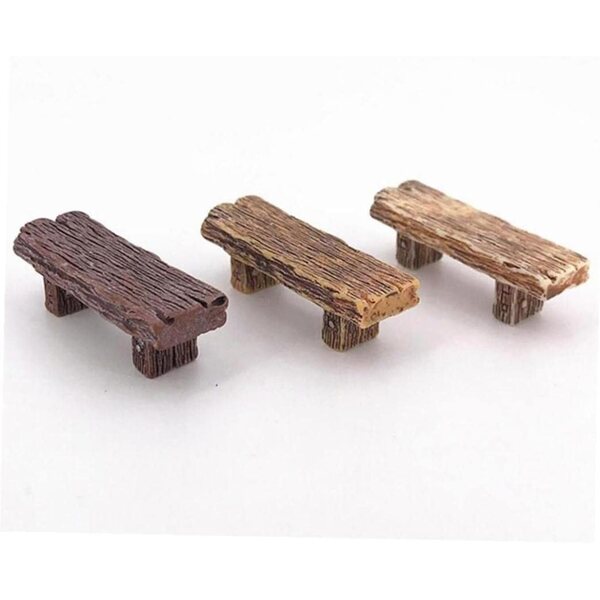 Zonster Kit 3 Mini-Gartenbänke aus Kunstharz für Bonsai-Dekorationen, 5,6 x 1,6 cm