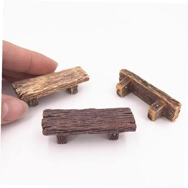 Zonster Kit 3 Mini-Gartenbänke aus Kunstharz für Bonsai-Dekorationen, 5,6 x 1,6 cm