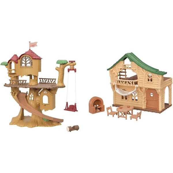 Sylvanian Families Baumhaus e Casa al Lago - Set Gioco con Scivolo, Altalena e Accessori
