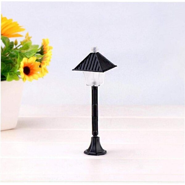 Mini-LED-Straßenleuchte für Mikrolandschaften – Gartendekoration aus schwarzem Kunststoff, 14,6–8,5 cm