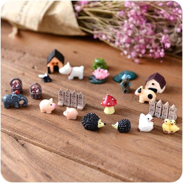 Miniatur-Schwein-Ornamente für Mini-Garten aus Kunstharz, 3er-Set, 3 x 3 cm