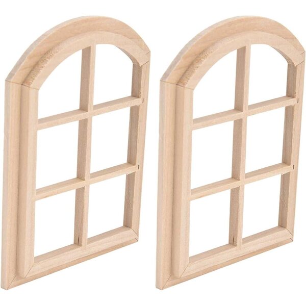 Finestre in Legno Composito per Casa delle Bambole Scala 1/12 con Bordi Arrotondati