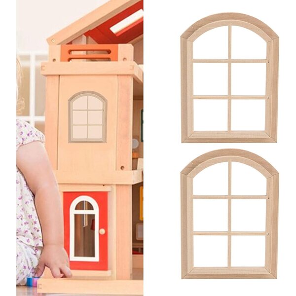 Finestre in Legno Composito per Casa delle Bambole Scala 1/12 con Bordi Arrotondati