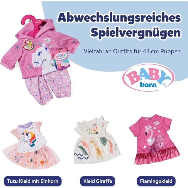 BABY born Outfit Unicorno con Felpa e Pantaloni per Bambole 43 cm, Accessori di Qualità