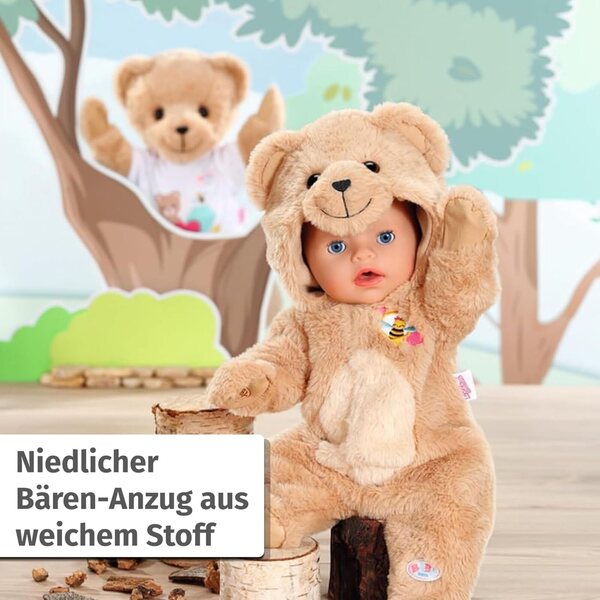 BABY born Bär Kuschelanzug 43cm in Teddy-Optik per bambole 43 cm