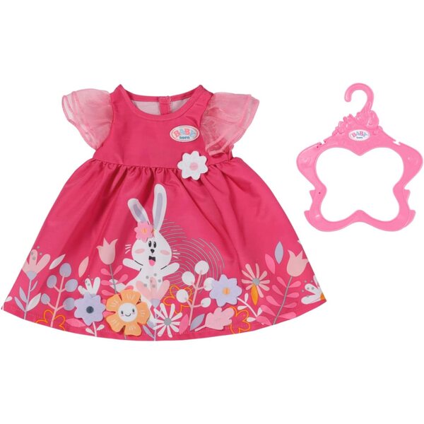 BABY Born Kleid mit Blumen und Hase 43 cm aus rosa Tüll mit Kleiderbügel