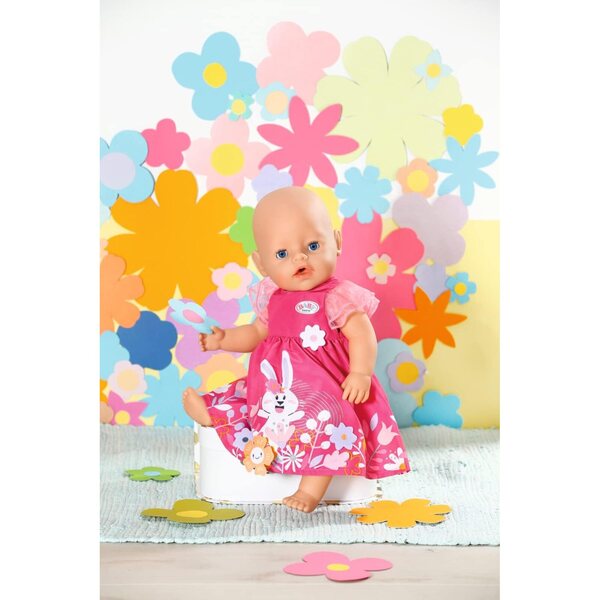 BABY Born Kleid mit Blumen und Hase 43 cm aus rosa Tüll mit Kleiderbügel